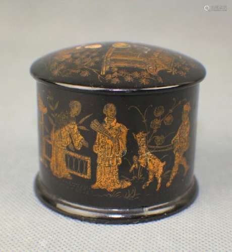 A Lacquered Box with Gild Figures from Qing Dynasty