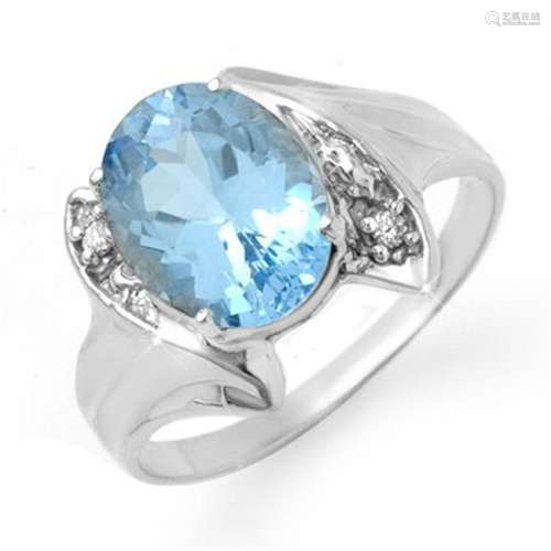 Genuine 2.51 ctw Blue Topaz & Diamond Ring 10K Gold