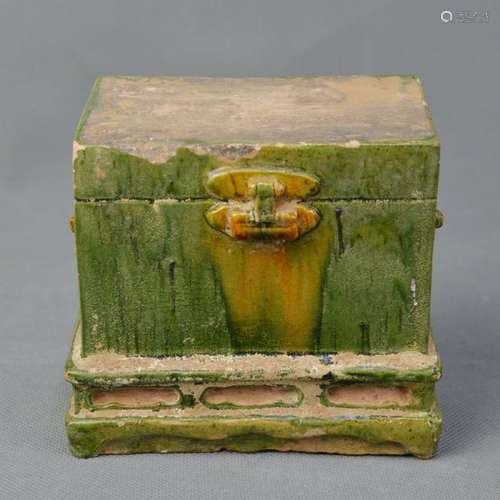 A Tri-color Glazed Box, Ming Dynasty