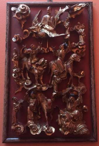 Wood carving Group of Gods Figure