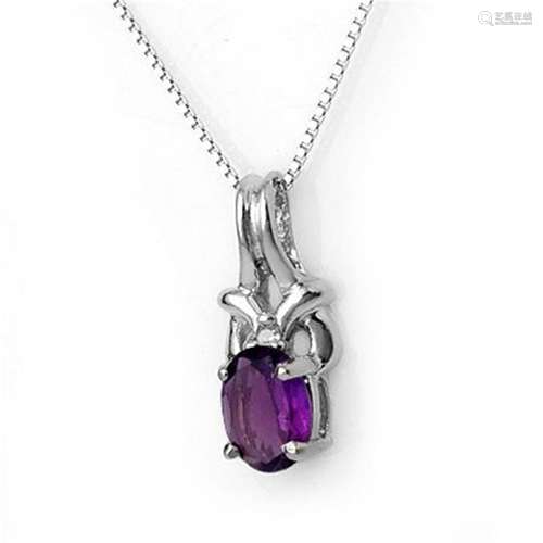 Genuine 0.77ctw Amethyst & Diamond Necklace White Gold