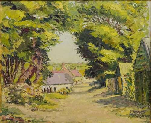 Rural Village Scene, oil on canvas signed by Phyllis May Morgans (British 1911-2001) 44.