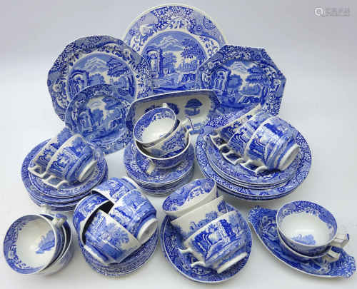 Spode Italian blue and white tea and dinner ware,