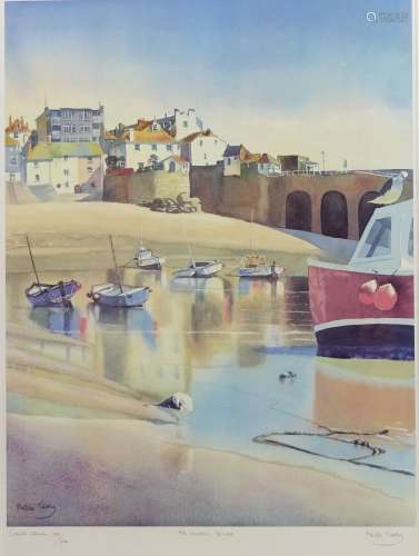 'The Harbour St. Ives', limited edition colour print by Nicola Tilley (British 1956-) signed titled