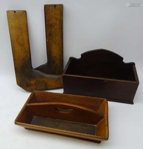 19th century oak two division cutlery tray,