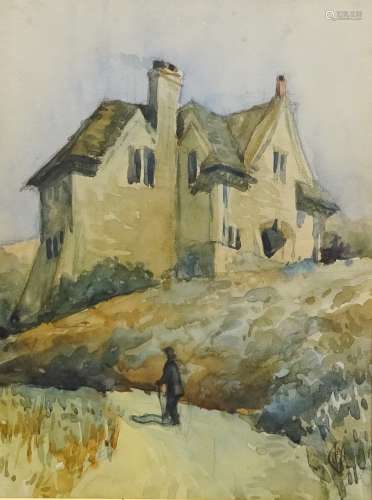 Country House with Figure in the Foreground,