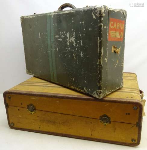 Mid 20th century military tin suitcase and trunk,