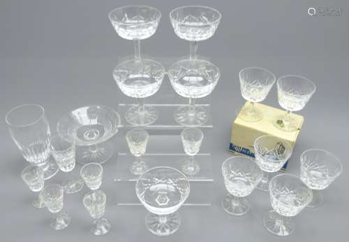 Collection of Waterford glass to include set of six Lismore pattern sherry glasses, boxed,