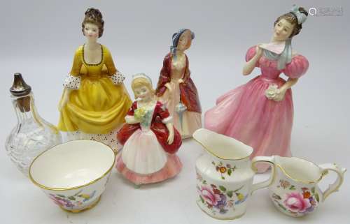 Four Royal Doulton figures; Paisley Shawl, Coralie, Valerie and Camellia,