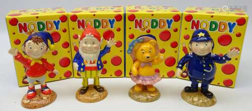 Four Royal Worcester Noddy character figures; Tessie Bear, Noddy, Big-Ears and Mr Plod,