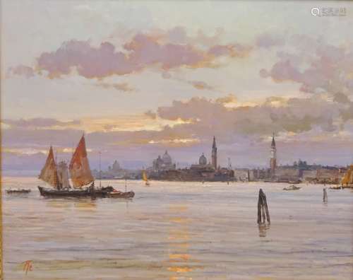 Venice, 20th century oil on canvas signed Re 38.5cm x 48.