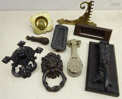 Victorian and later door knockers, letter box plates and handles,