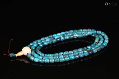 A TURQUOISE STONE ROSARY OF 108 BEADS