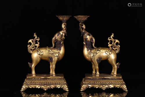 PAIR OF GILT BRONZE CRESSETS