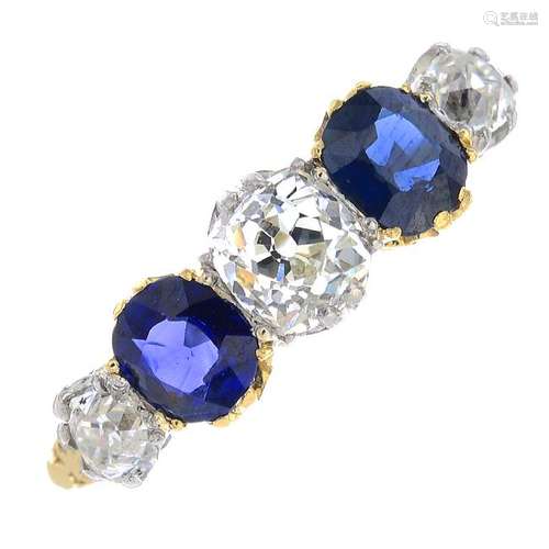 A late Victorian 18ct gold sapphire and diamond