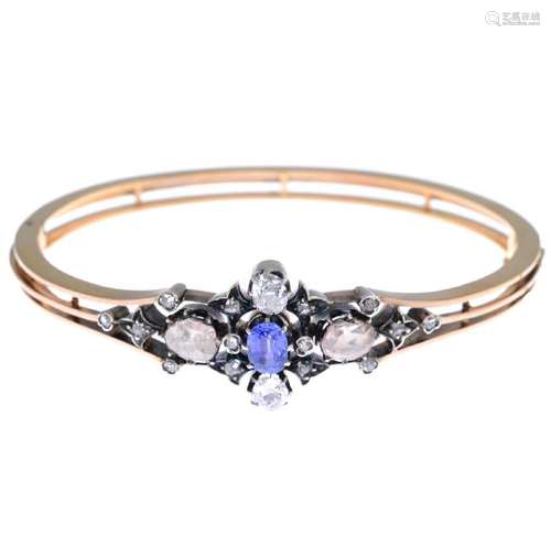 A late Victorian silver and 18ct gold, sapphire and