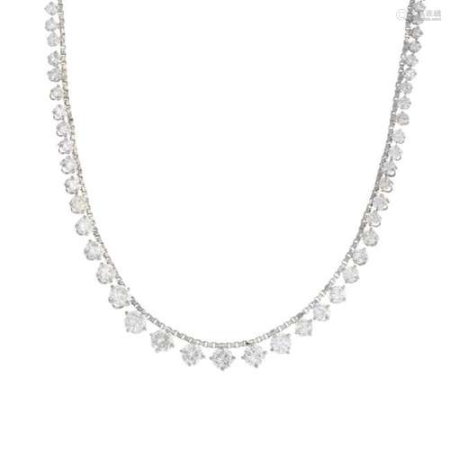 A diamond necklace. Designed as a graduated