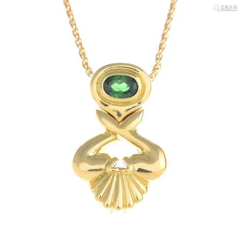 BOODLES- an 18ct gold tsavorite garnet pendant. The