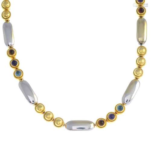 GARRARD - an 18ct gold multi-gem necklace. Designed as