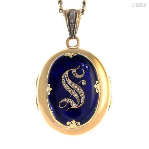 A mid to late Victorian 18ct gold diamond and enamel