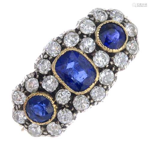 A late Victorian silver and 18ct gold, sapphire and