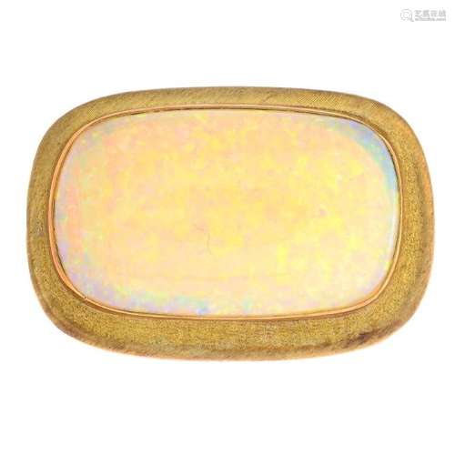 BURLE MARX - a 1970s opal brooch. The cushion-shape