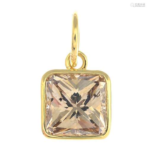 A coloured diamond single-stone pendant. The