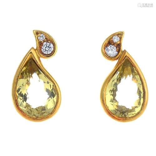 BOODLES - a pair of 18ct gold citrine and diamond