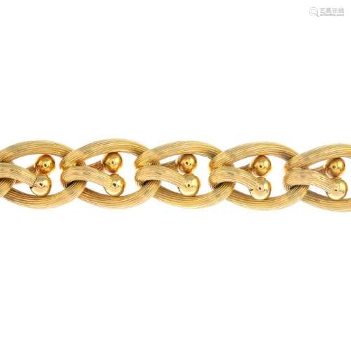 A mid 20th century 18ct gold bracelet. The modified