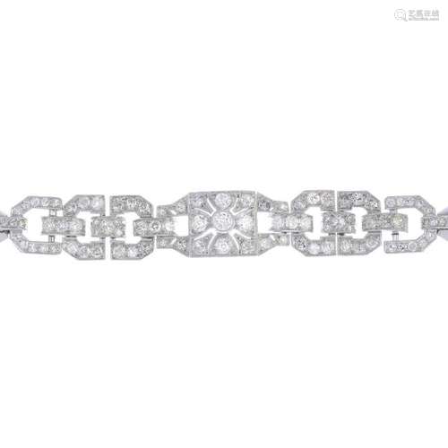 A diamond bracelet. The old and circular-cut diamond