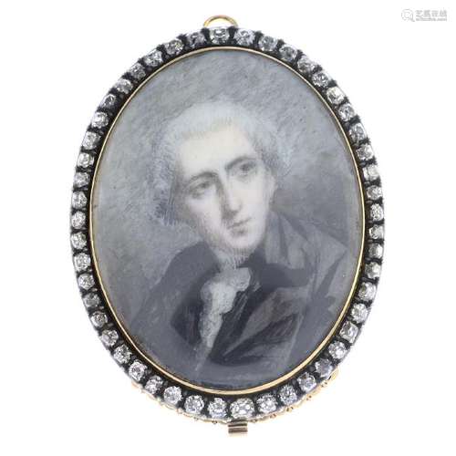 An early 19th century silver and gold, diamond portrait