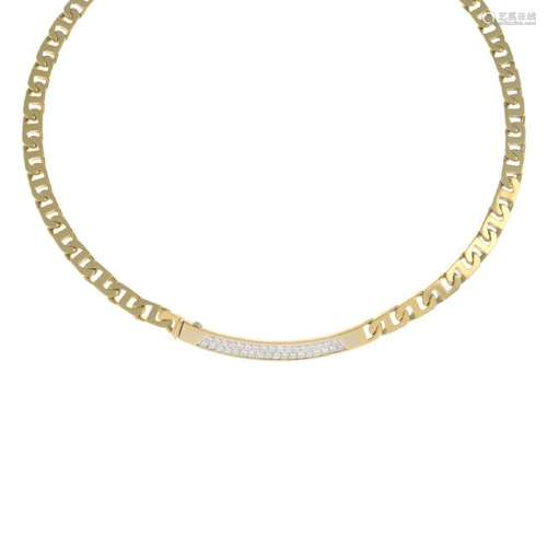 CARTIER - an 18ct gold diamond necklace. The pave-set