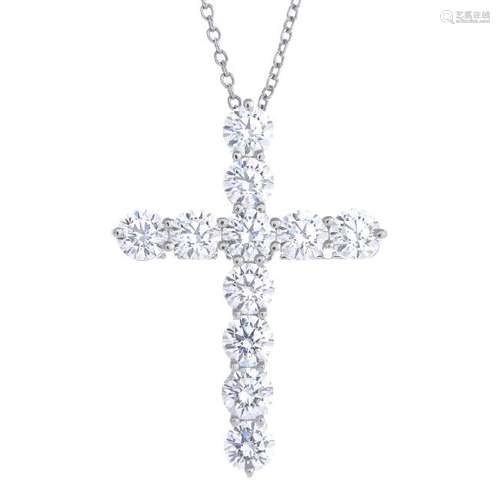 TIFFANY & CO. - a platinum diamond pendant. The