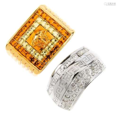 VERSACE - two rings. To include an orange and yellow