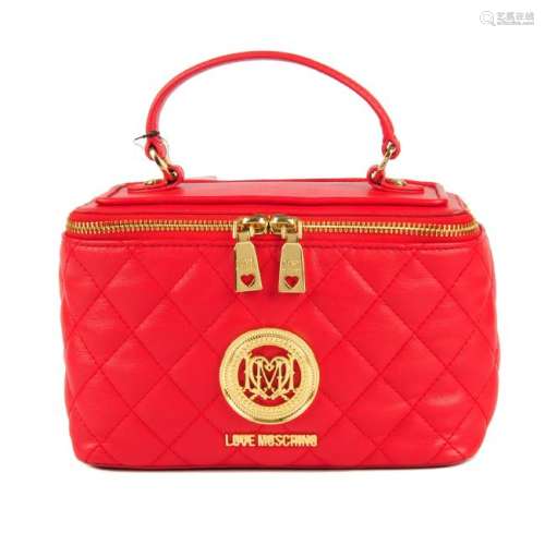 LOVE MOSCHINO - a quilted red vanity handbag. Designed
