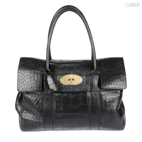 MULBERRY - a black Crocodile Embossed Bayswater