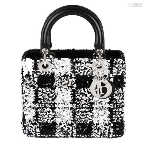 CHRISTIAN DIOR - a Lady Dior sequinned handbag.