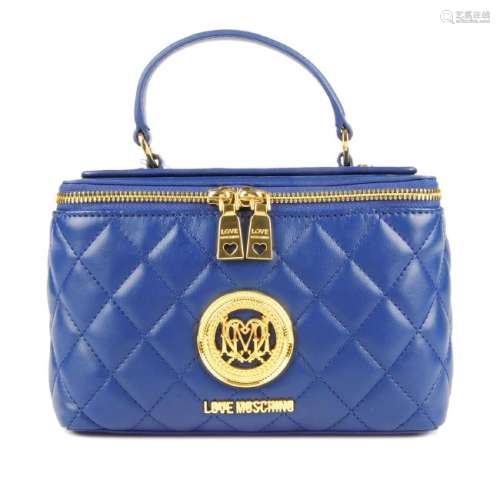 LOVE MOSCHINO - a quilted blue vanity handbag. Designed