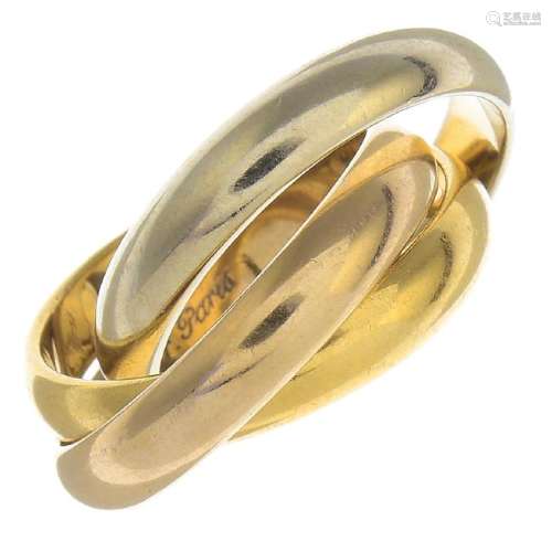 CARTIER - an 18ct gold 'Trinity' ring. Of tri-colour