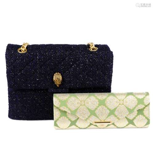 Two designer handbags. To include a navy blue tweed