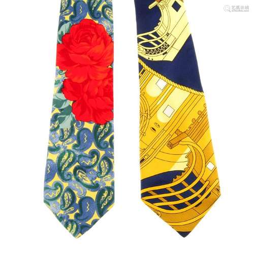 Two designer ties. To include a navy blue and gold