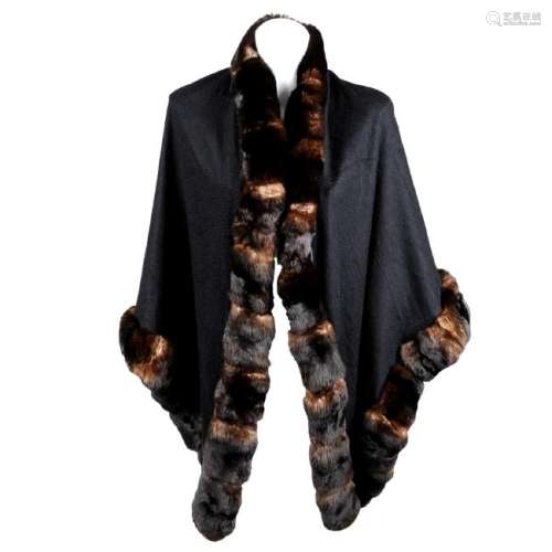 LORO PIANA - a chinchilla fur trimmed cashmere shawl.