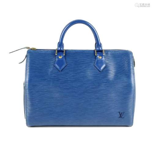 LOUIS VUITTON - a blue Epi Speedy 30 handbag. Designed