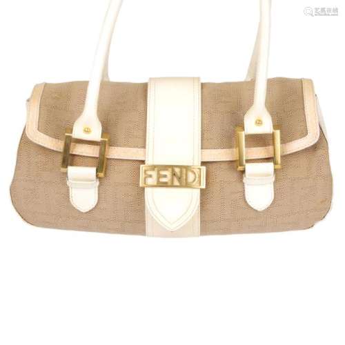 FENDI - a canvas Zucca handbag. Crafted from beige
