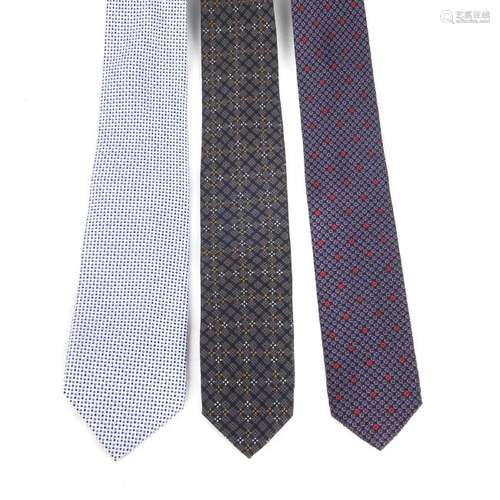 Eight designer ties. To include five ties by Cerruti