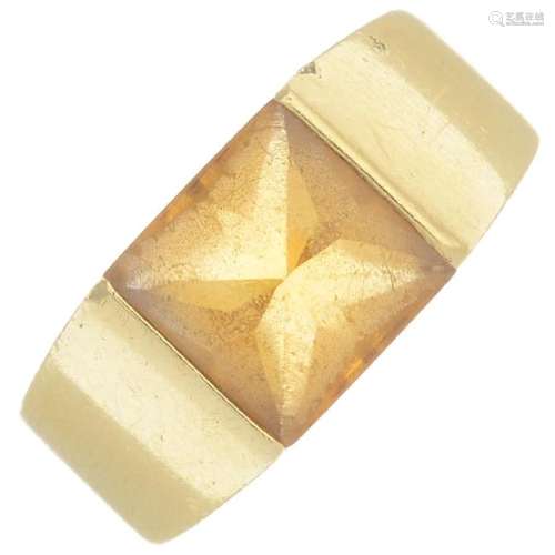 CARTIER - a citrine 'Tank' ring. The square-shape
