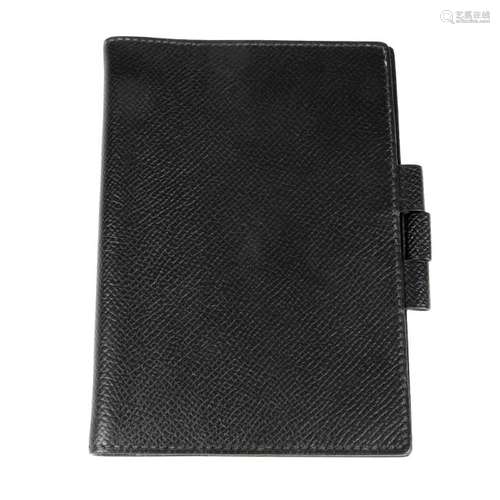 HERMÈS - a small black leather Vision agenda cover.