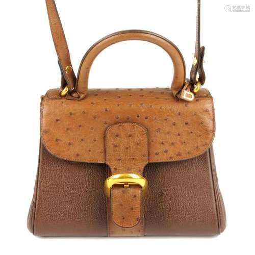 DELVAUX - a Brilliant ostrich leather handbag. Crafted