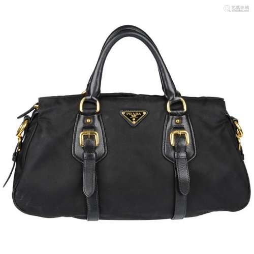 PRADA - a nylon handbag. Featuring a black nylon