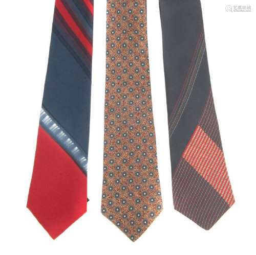 BALMAIN - six ties. To include a beige tartan tie, a